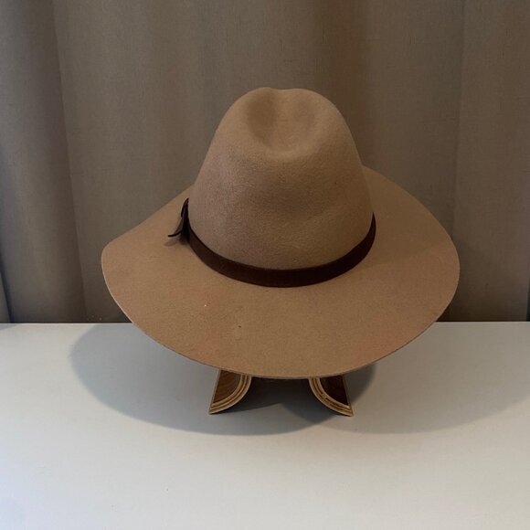 Brown Wool Wide Brim Hat‎ Women’s Size ML with Ribbon Band - Picture 5 of 8